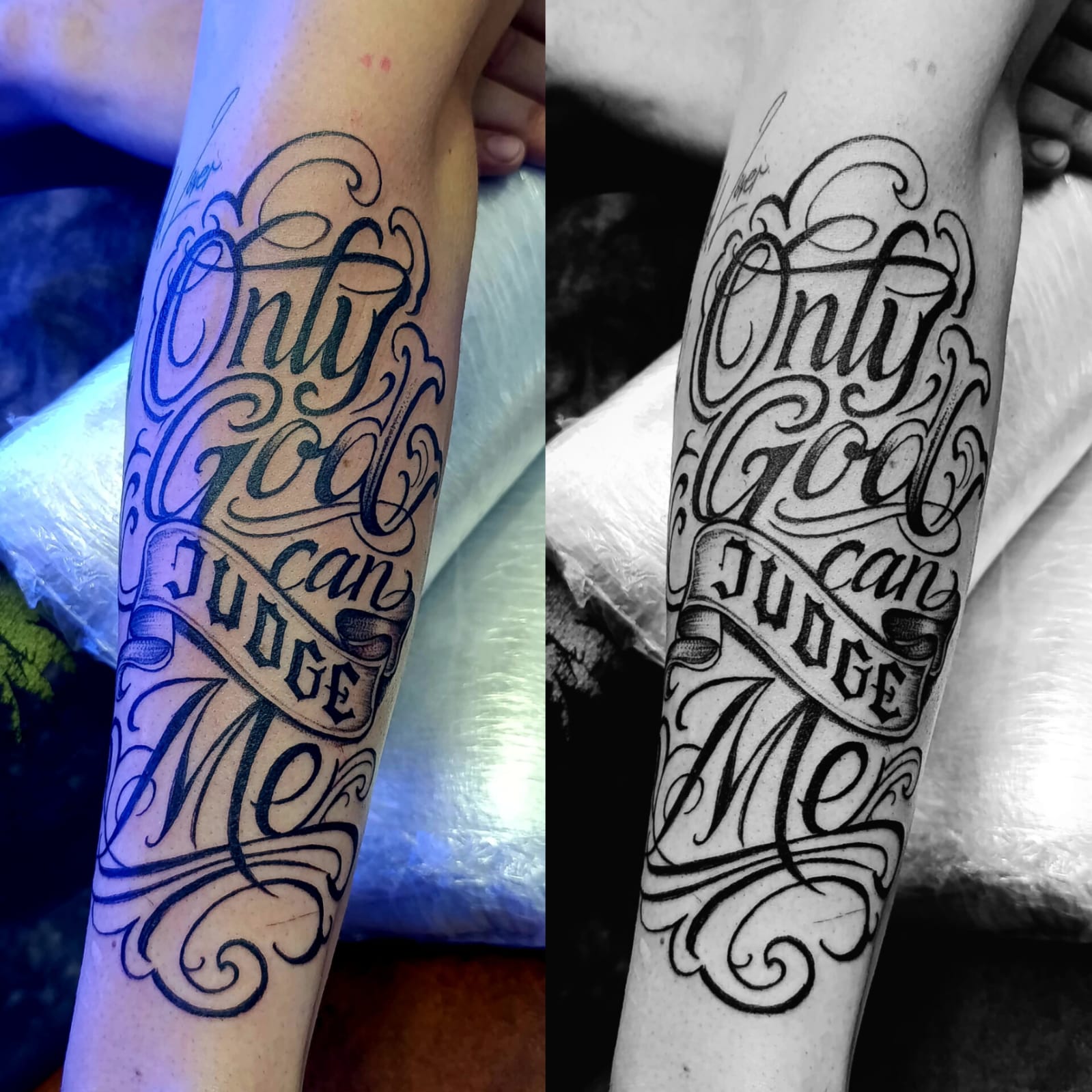 Forearm lettering script by Gibran Minnaar