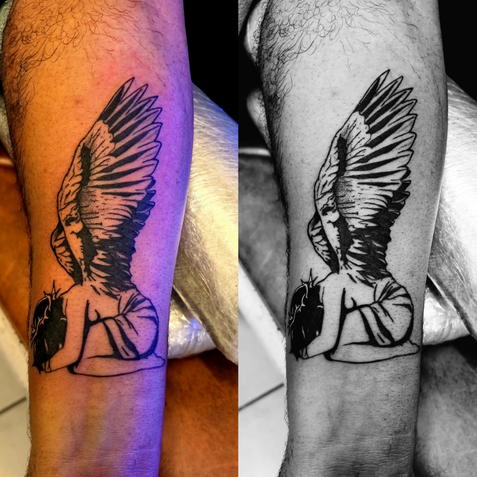 Forearm sketch tattoo by Gibran Minnaar